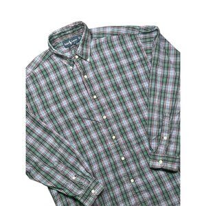 POLO RALPH LAUREN Mens Large Blake Long Sleeve Blue/Green/Red Plaid Button Down